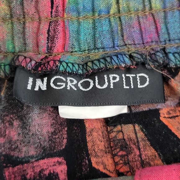 Vintage INGROUP LTD Abstract Pattern Button Midi Skirt W/Pockets Size 12 - Picture 5 of 7